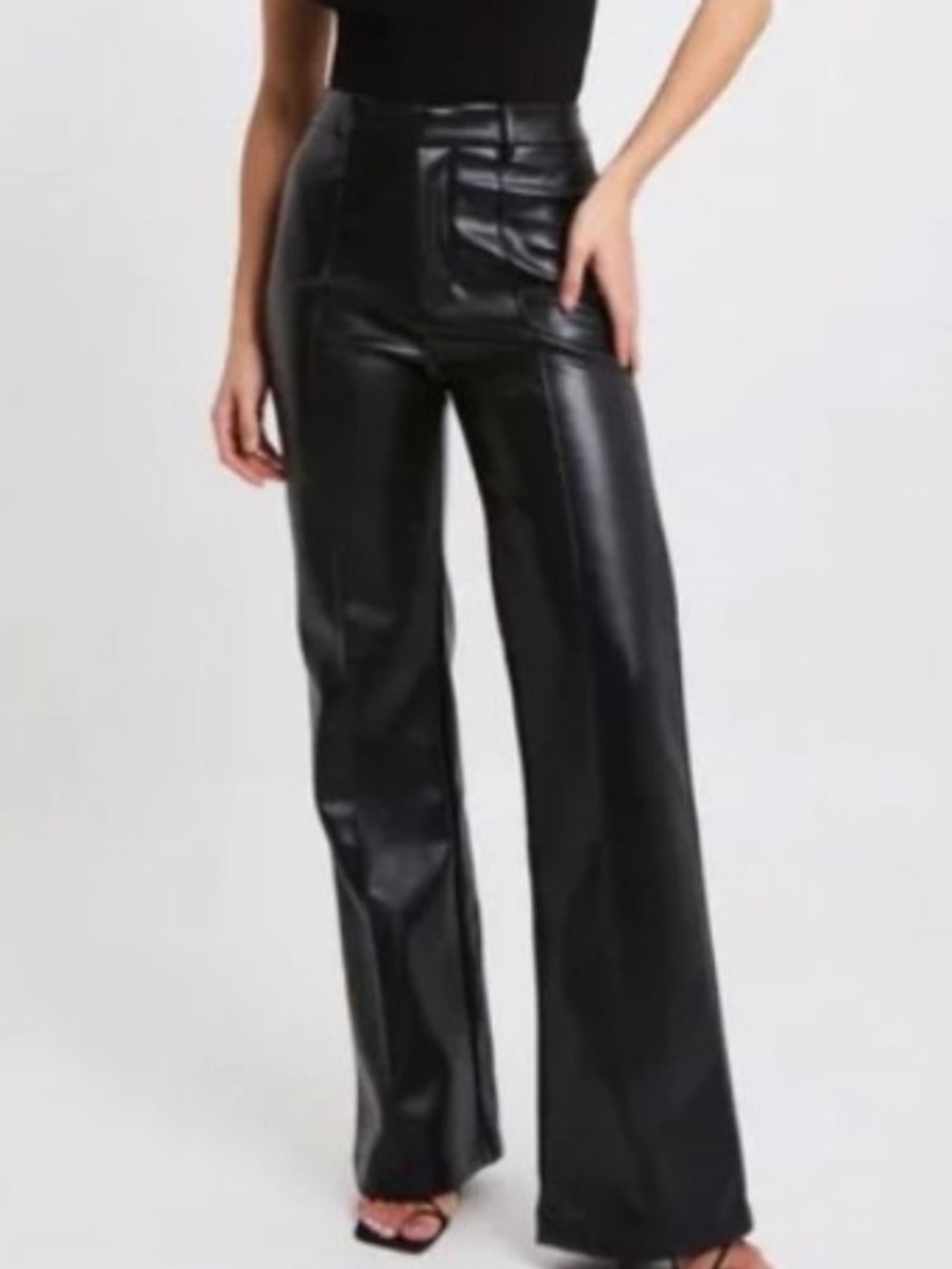 BOA Because of Alice Faux Leather High Waist Wide Leg Pants Small